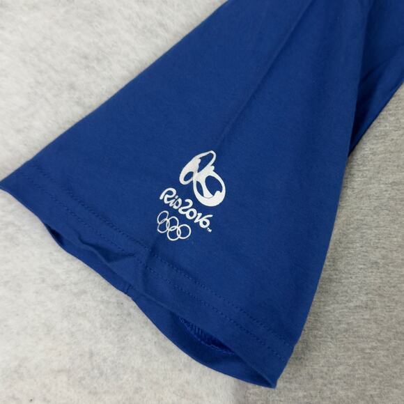 Rio 2016 Olympic T-Shirt NWT Raglan Gray Blue Size L Official Event Tee - Picture 8 of 11